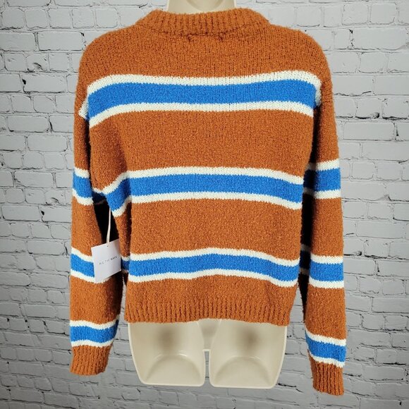 NWT All The Ways Orange Blue Striped Long Sleeve Pullover Sweater Small S - Picture 2 of 12